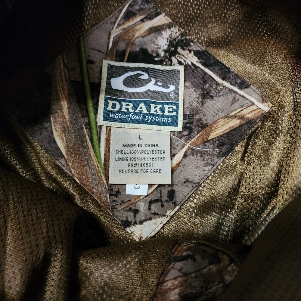Drake Waterfowl elastic waterproof over pants hunting camo men size L - Picture 10 of 11